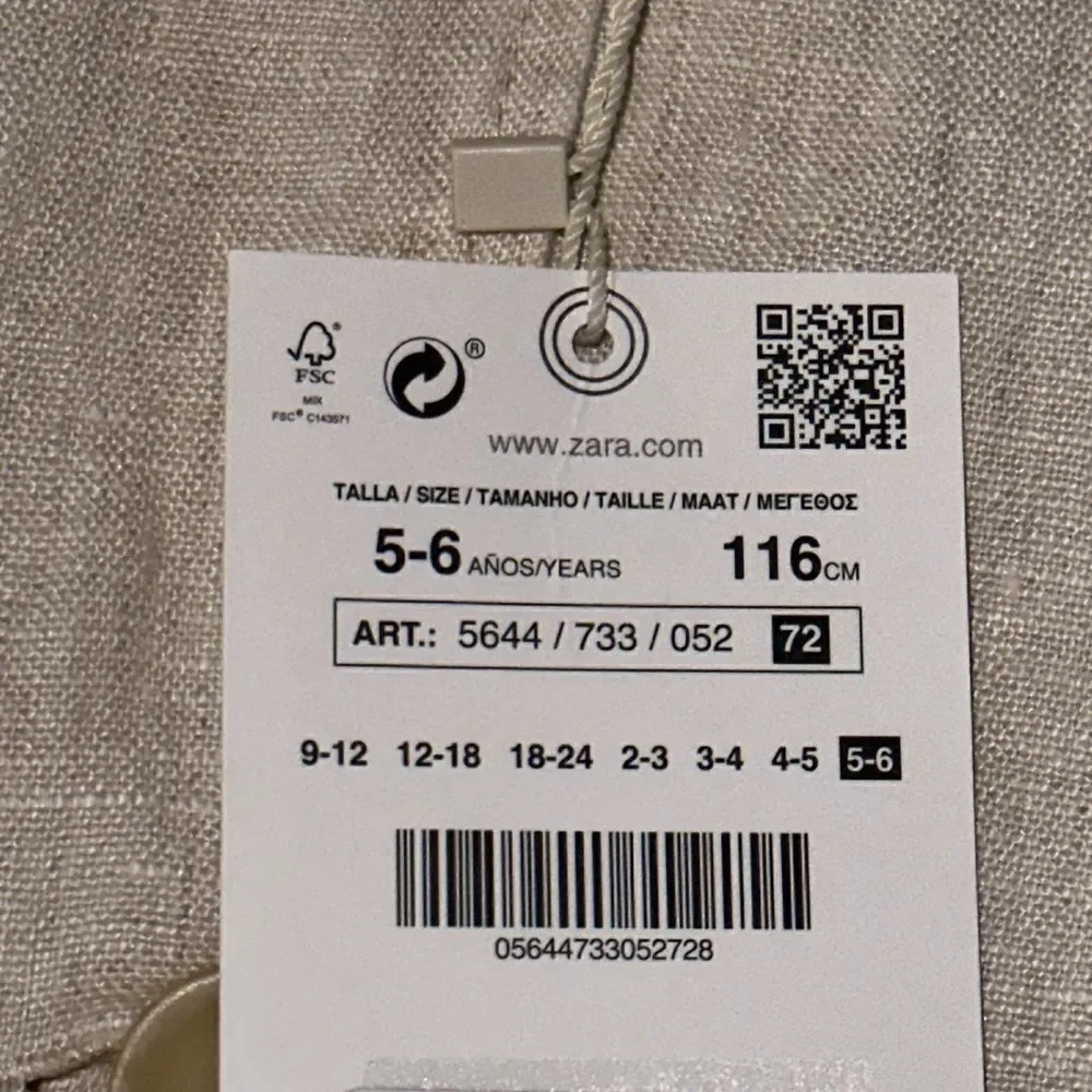 ZARA Kids Light Beige Linen Jacket NWT Size 5T 6T